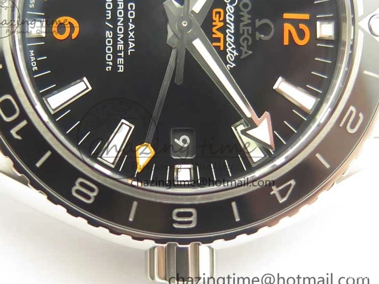 0306 Planet Ocean 600M Co-Axial GMT 43.5mm VSF 1:1 Best Edition Black Dial Orange Markers on SS Bracelet A8605 Super Clone Elegant 8024